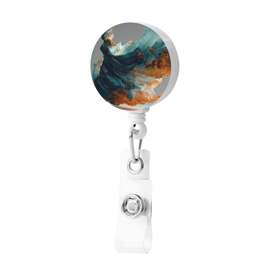 Abstract Colorful Art Pattern Retractable Badge Holder with 360° Rotating Alligator Clip and Metal Snap for ID Cards & Keys